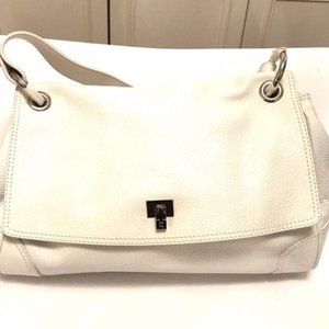 LAMBERTSON TRUEX-WHITE LEATHER SHOULDER BAG, SOFT